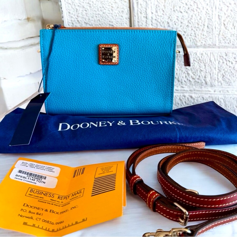 Dooney & Bourke Janine Crossbody Bag - Genuine Pebbled Turquoise Leather NWT